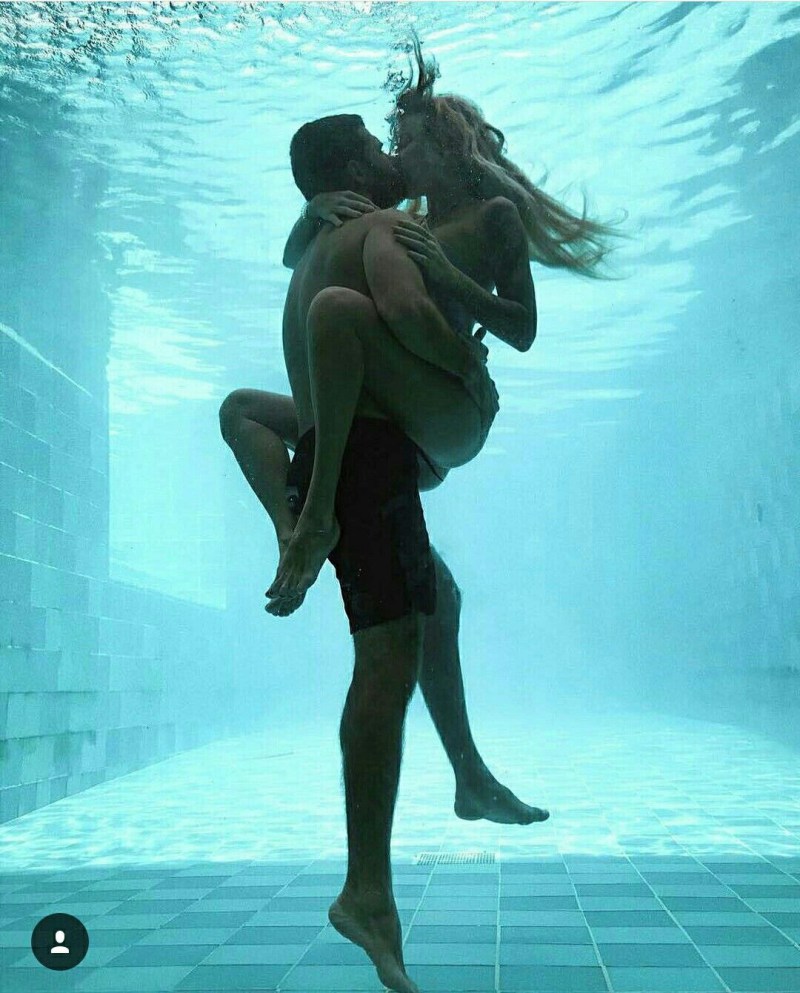 A couple in the pool