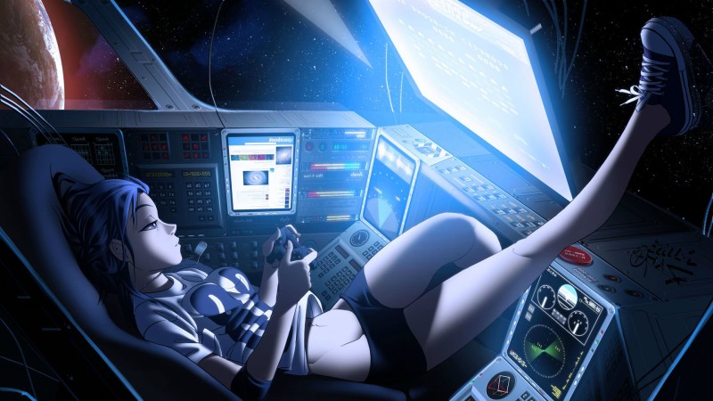 Anime girl on a spaceship