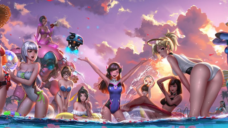 Overvotch in the swimsuits of the priest