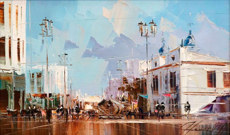 Woman with fish painting by Maggie Taylor