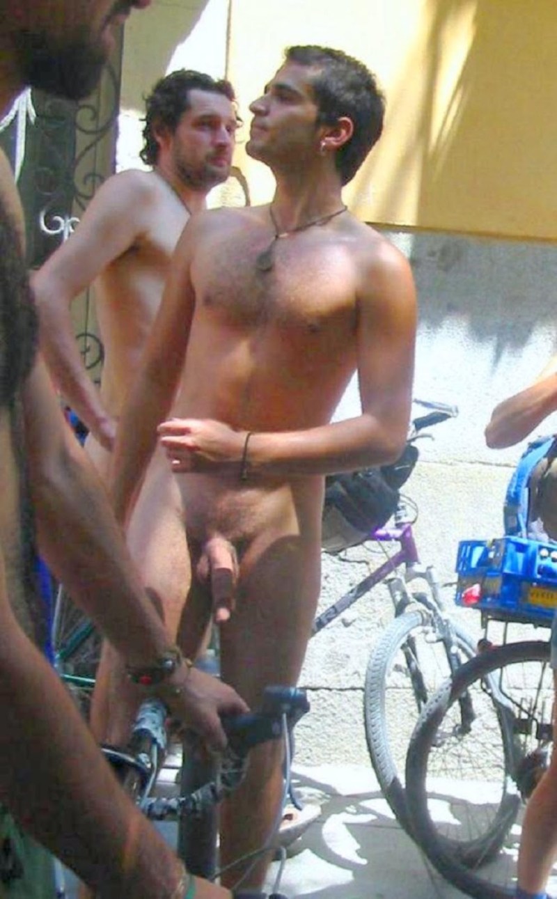 Naked guys on the streets of the city