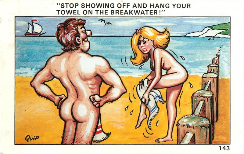 Erotic caricatures on the beach