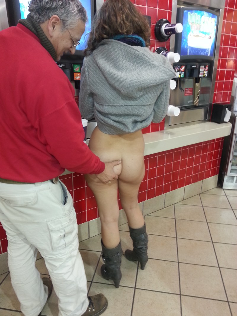 Spread her legs in public