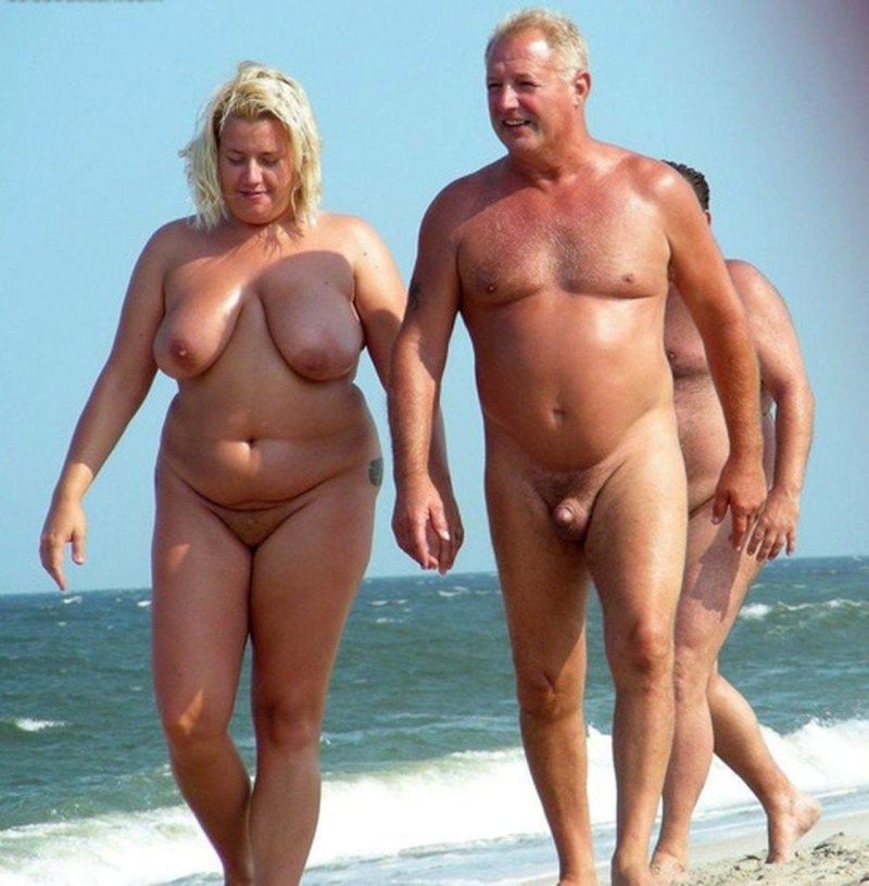 Naked elderly women on the beach