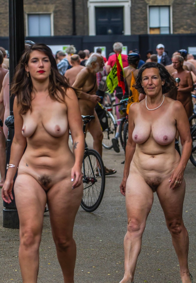 Naked adult women on the street