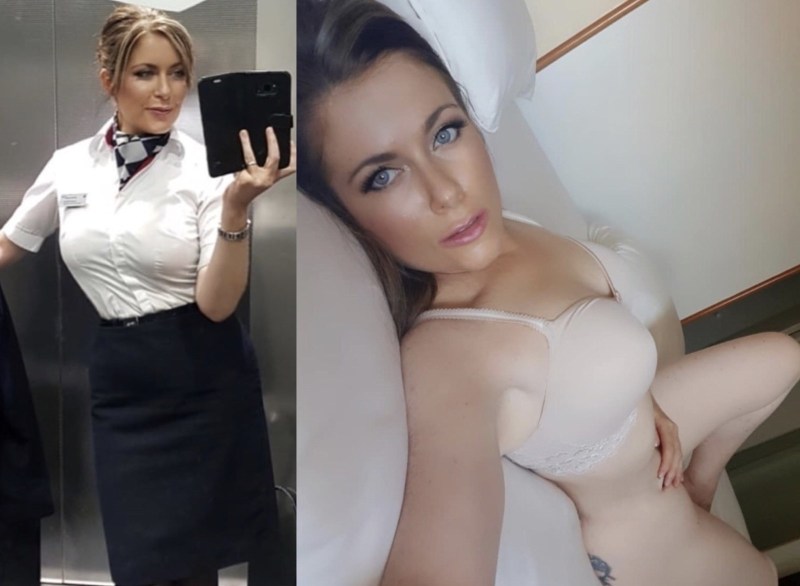 Dressed and Undressed Naked Flight Attendants