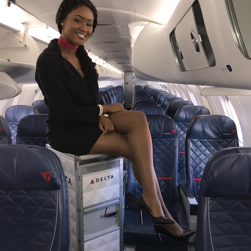 Naked stewardesses in stockings