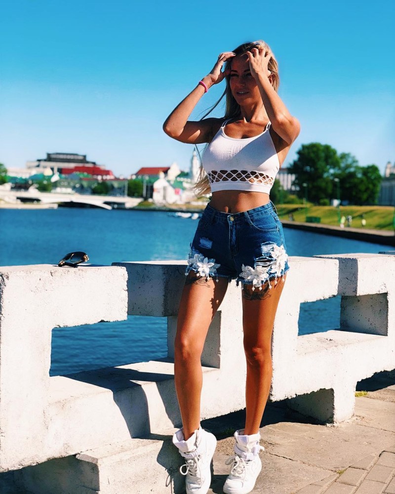 Lisa Triandafilidi in shorts