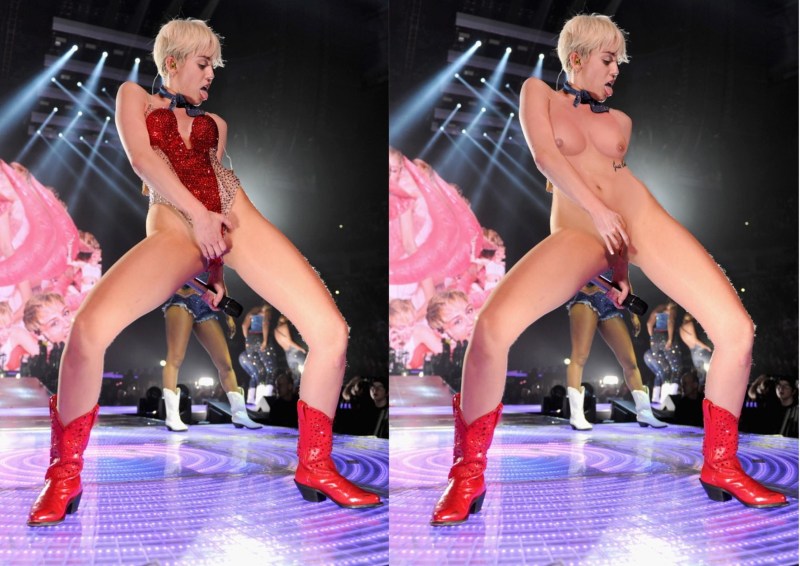 Miley Cyrus on the Nude stage