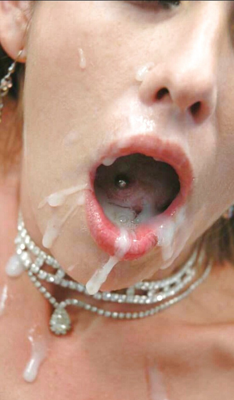 The girl is all in saliva