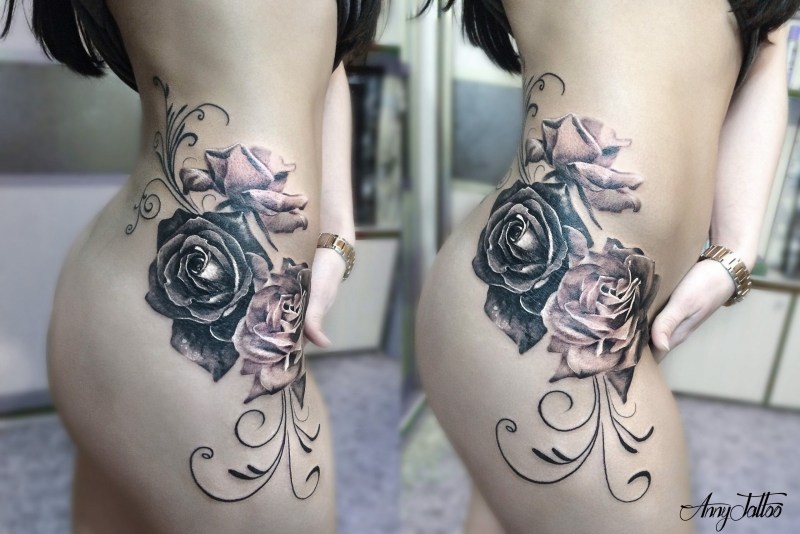 Beautiful tattoos on the side