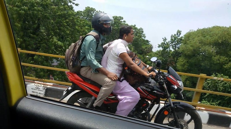 Blond on a motorcycle