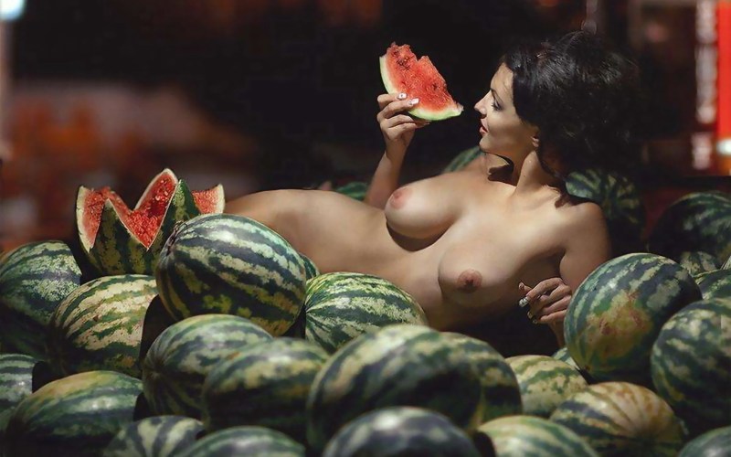 Photo shoot Naked watermelon boobs