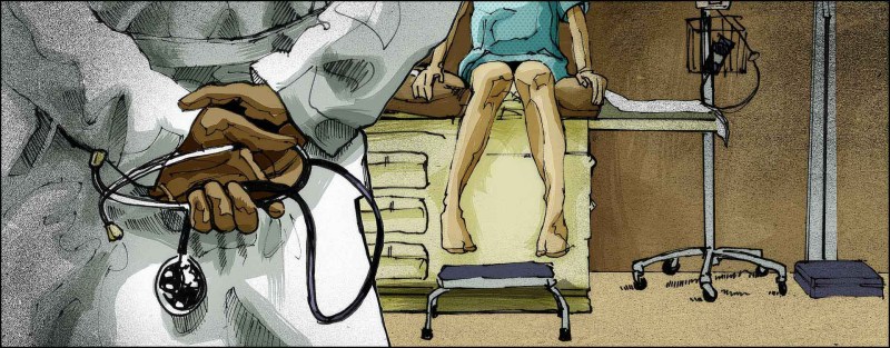 Anime medical examination of the boy