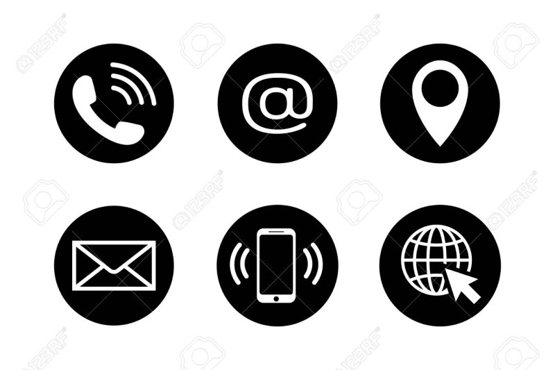 Icons location phone mail