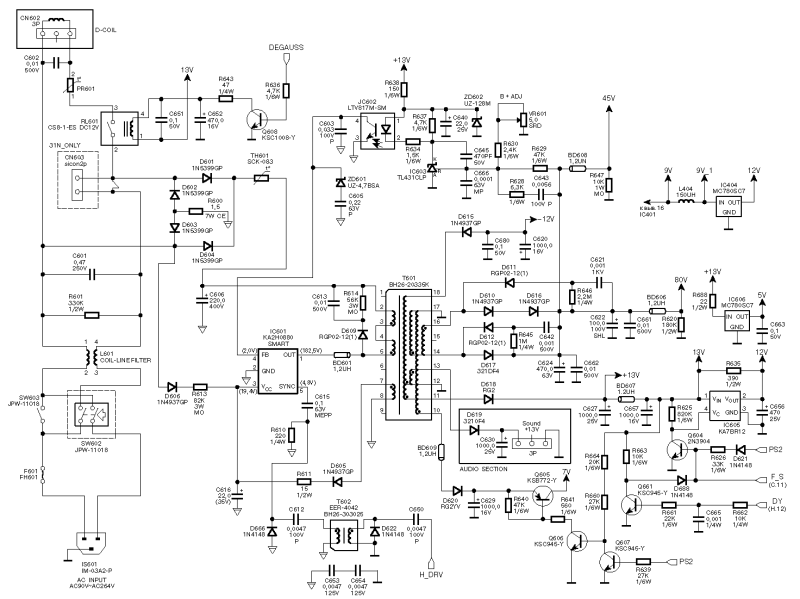 Samsung 710n Monitor power supply circuit