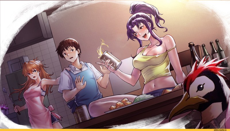 Evangelion Misato and Shinji