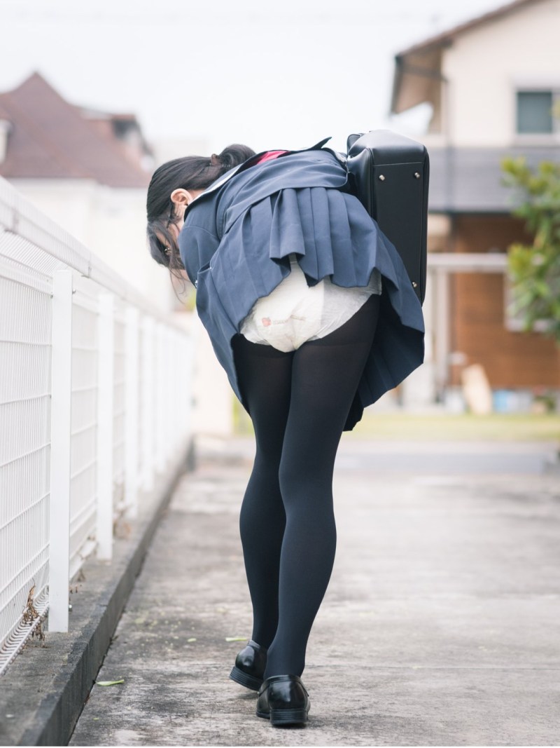 Panties under tights of Japanese schoolgirls