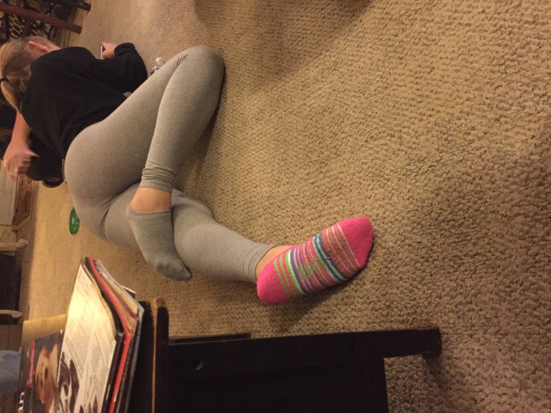 Legs in sandals with veins