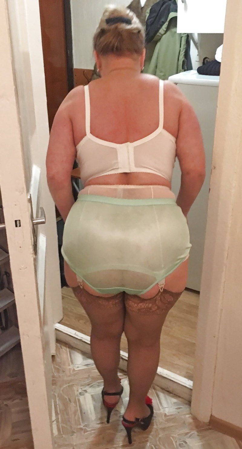 Hairy old woman in thongs