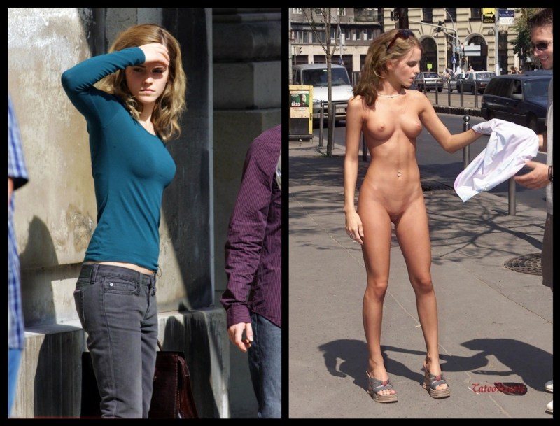 The model undressed in public