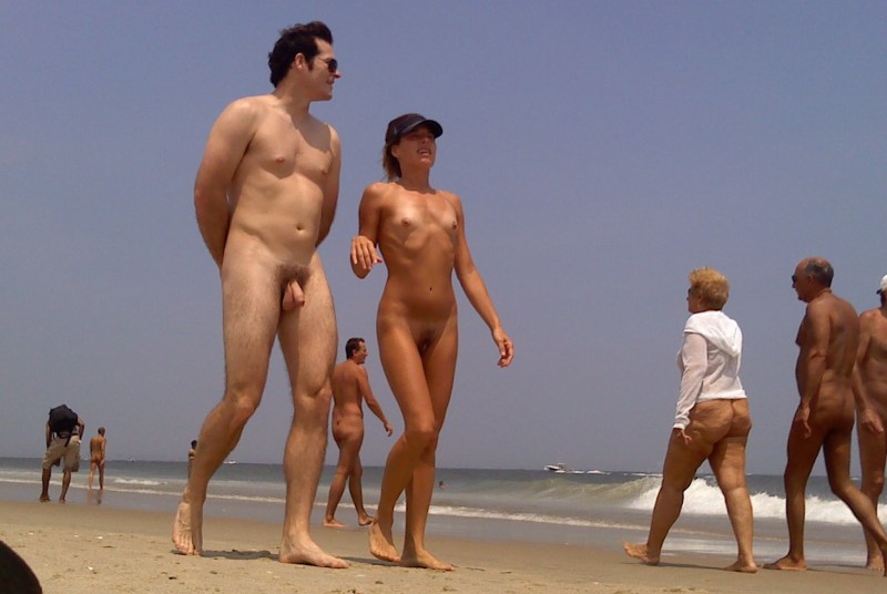 Erection on a nudist beach