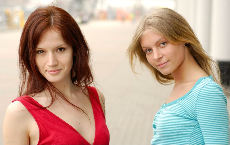 A man touches a woman