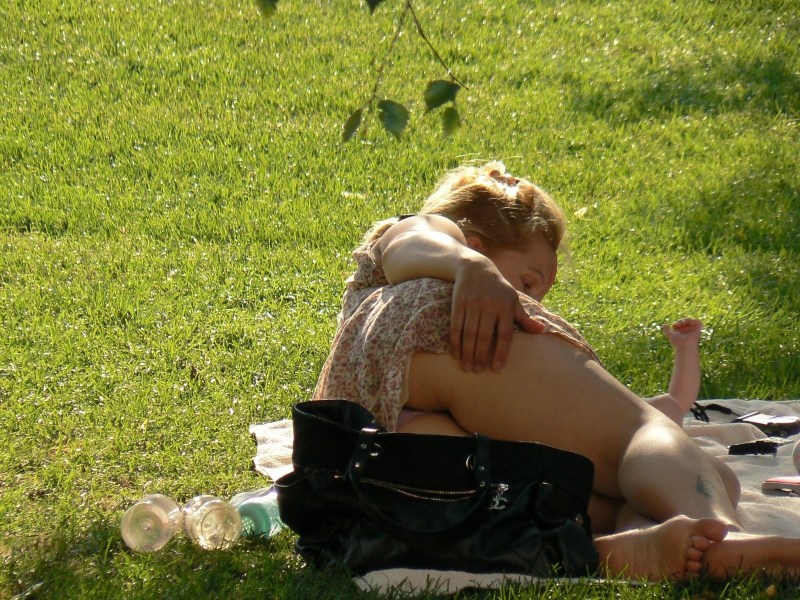 Spied on women in nature