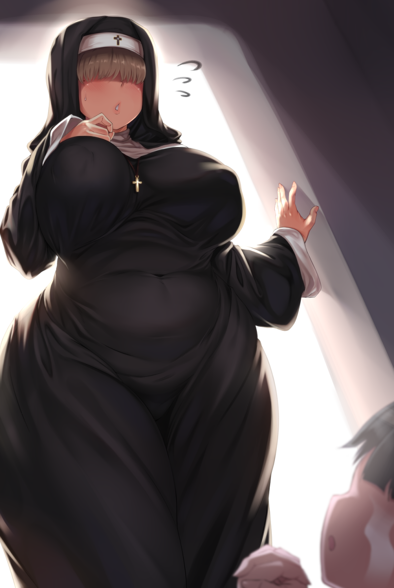Anime nun with big breasts