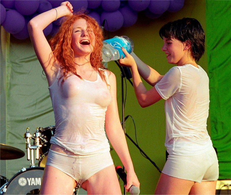 Milf in a silk dress