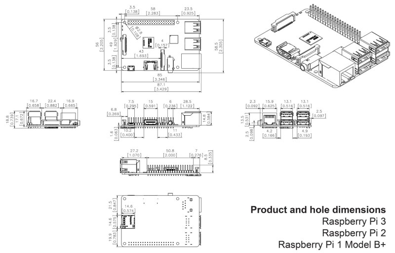 Raspberry Pi 3 Case drawing