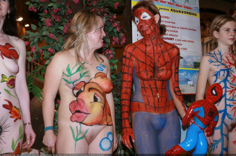 Drawn clothes on a bare body