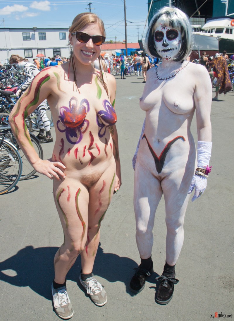 Body art on a nudist beach