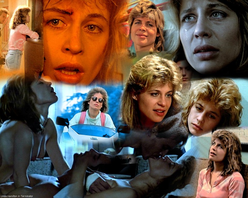 Linda Hamilton undresses