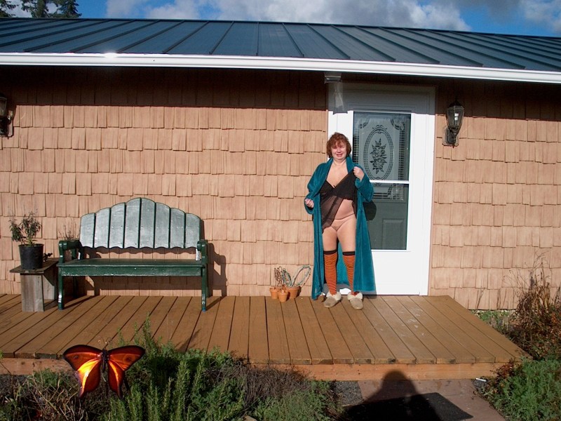 Transik in a dressing gown without panties