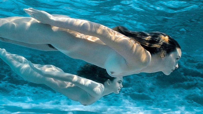 Under water without panties