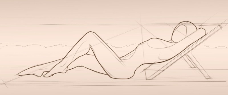 Drawing pose lying