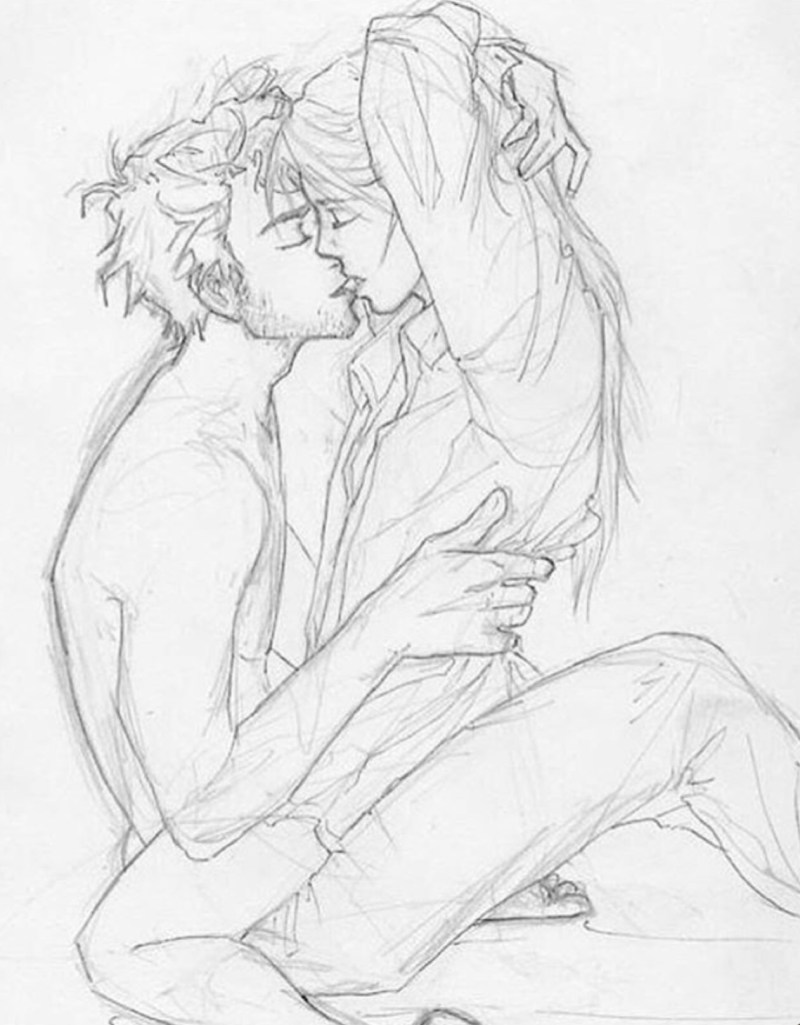 Figure with a pencil guy with a girl