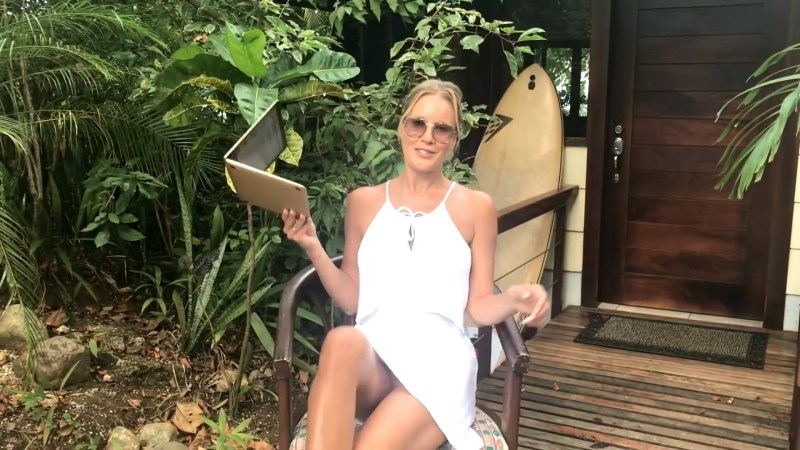 Lena Flying in a swimsuit in an auditor