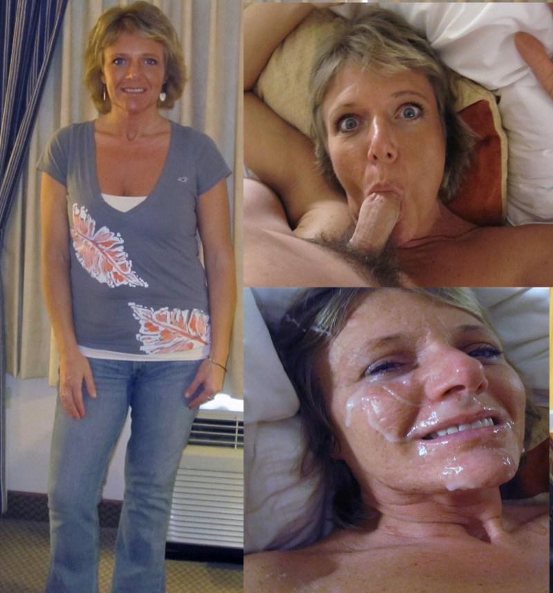 Mature before and after cumshot