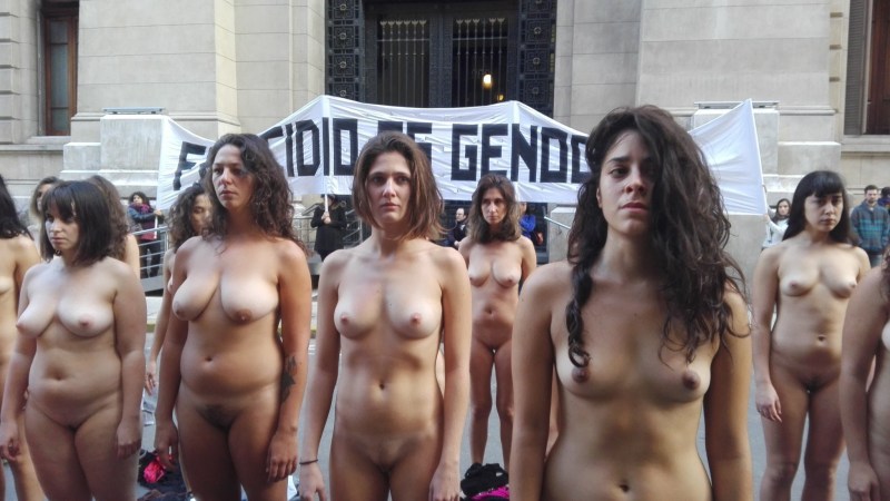 Naked women protest
