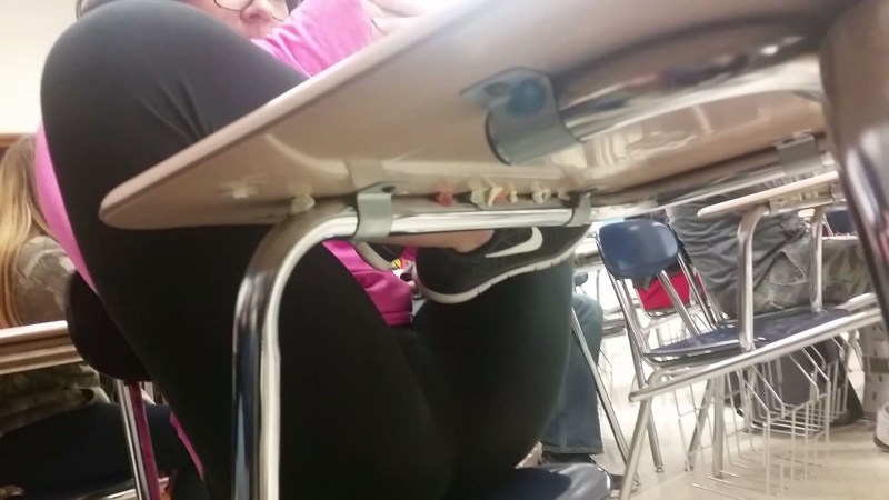 High School Creepshots Classroom Under Table