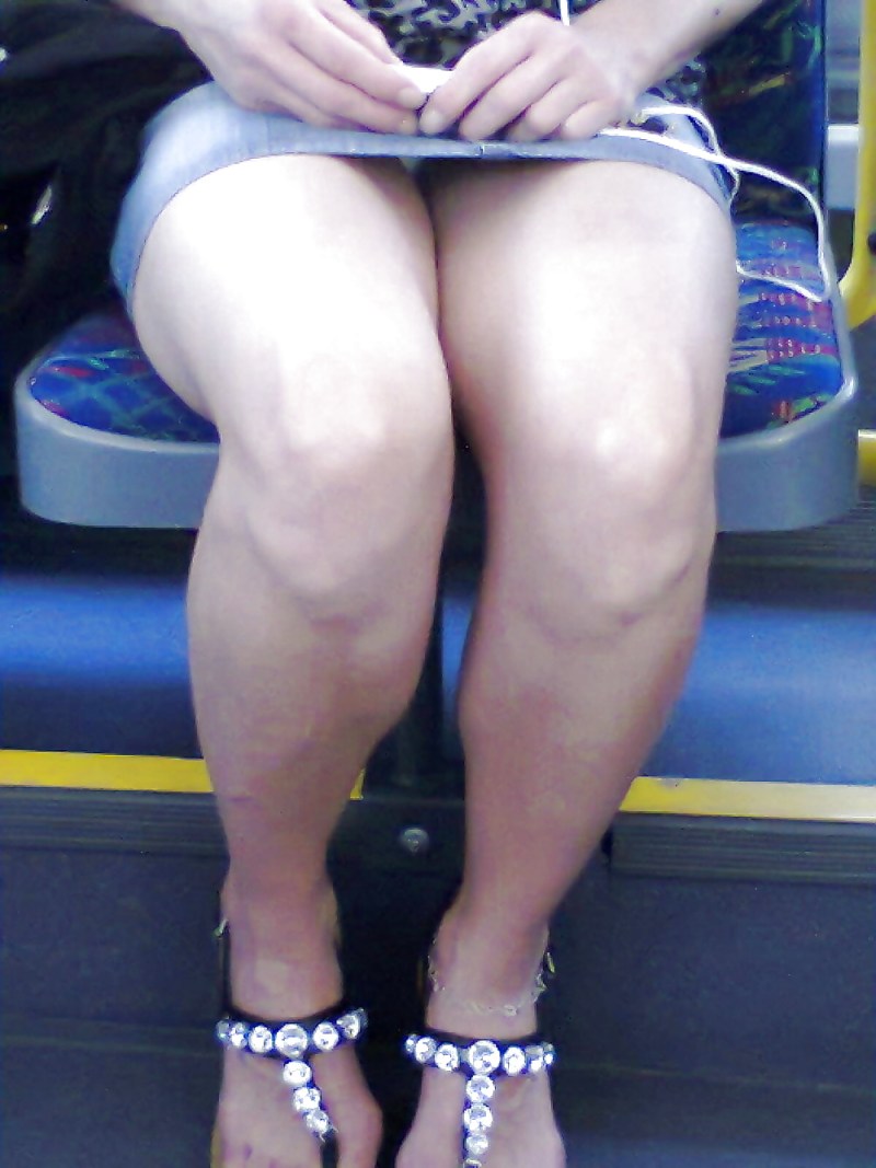 Camera under the skirt of full women