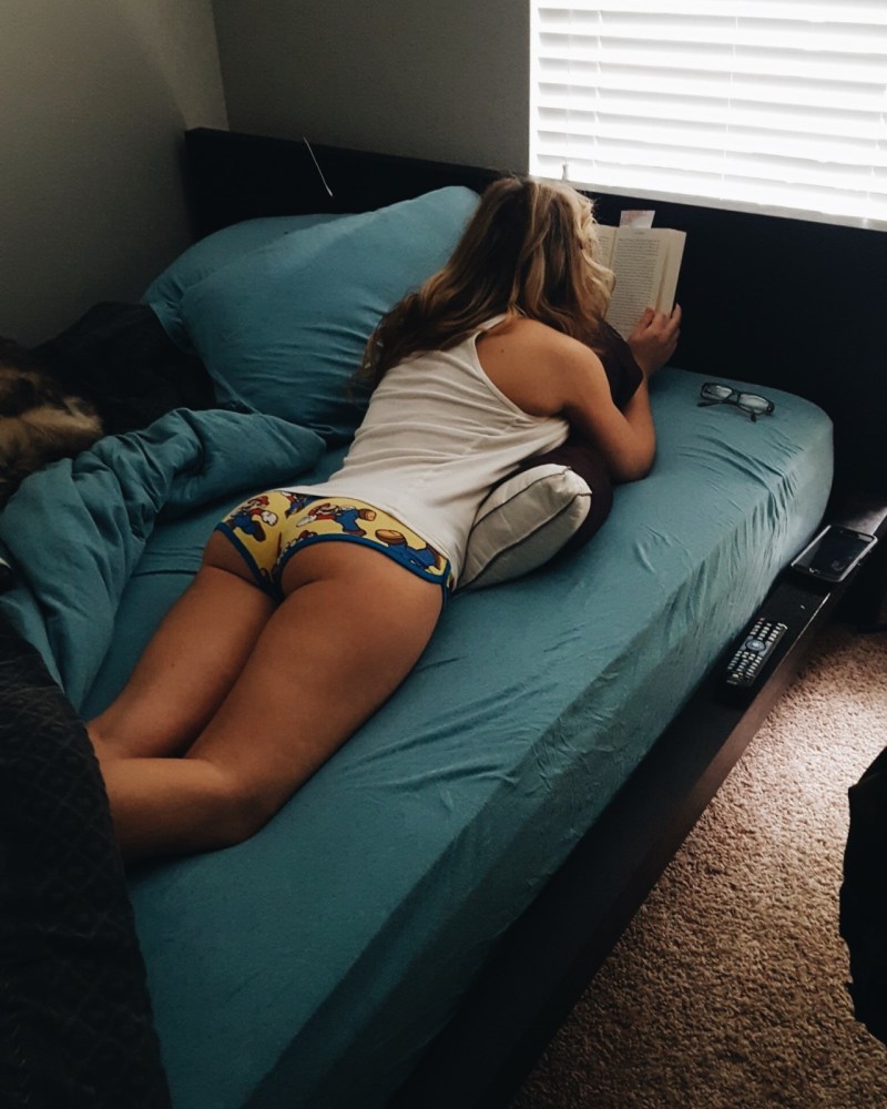 Sleeping girl in shorts