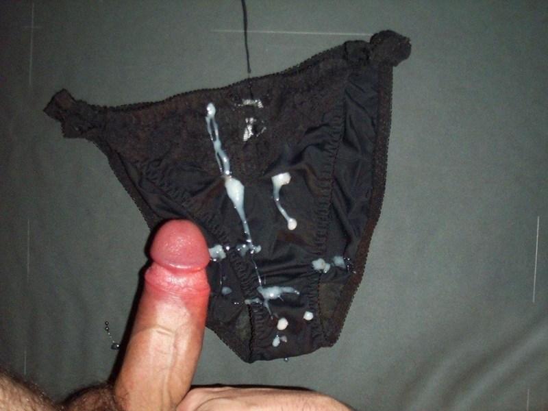 Jerking and Cumming on Wife's Friends Black Panties