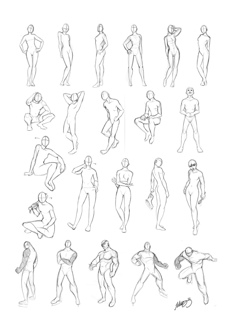 Female figures in different poses