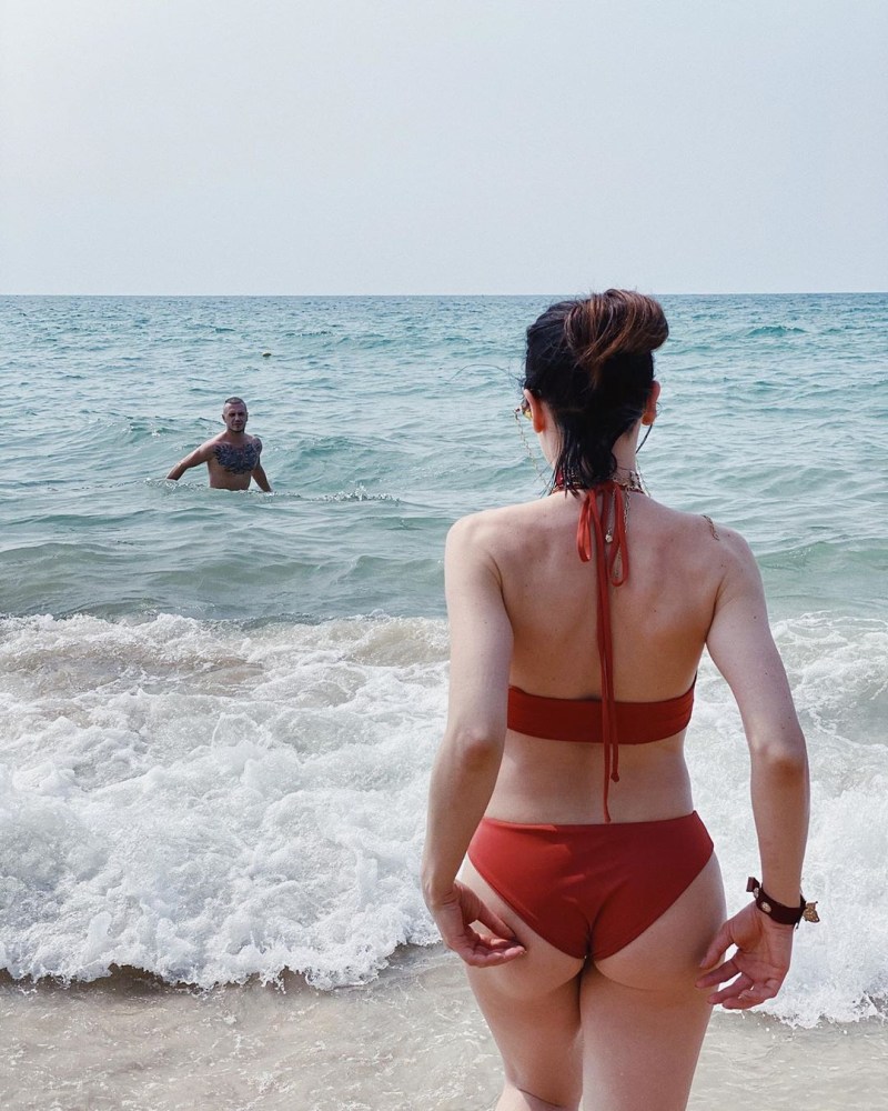 Alexandra Florinskaya in the swimsuit of Ivanov Ivanov