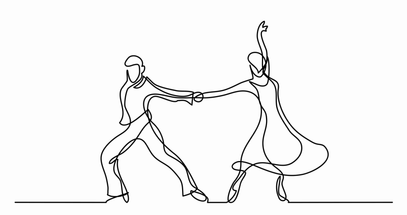 The contour of the dancing pair