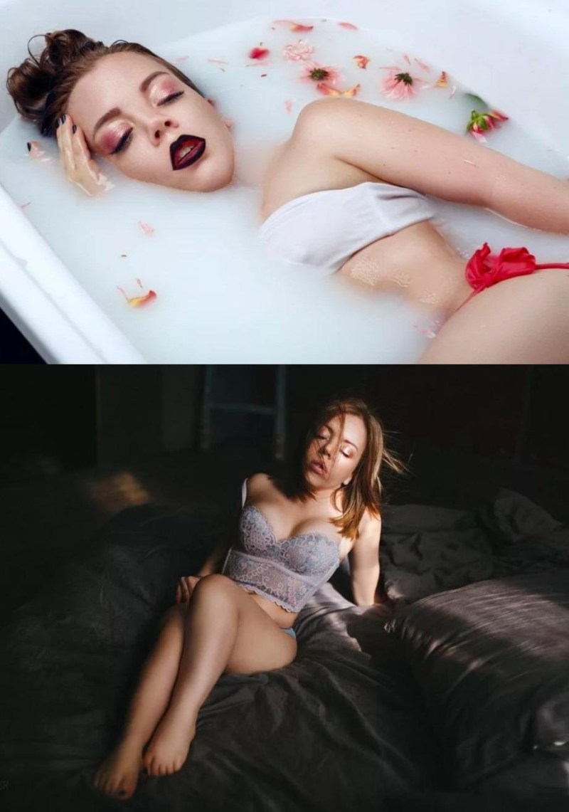 Anastasia Shcheglova in bed