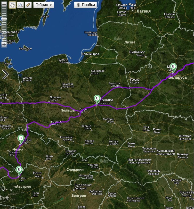 Voronezh route - Poland via the Baltic book map